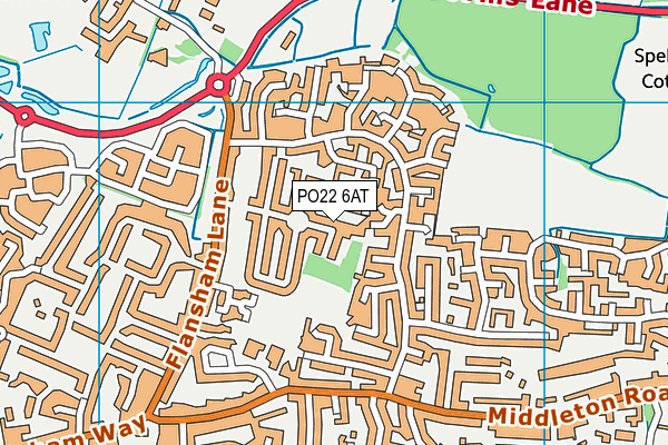 PO22 6AT map - OS VectorMap District (Ordnance Survey)