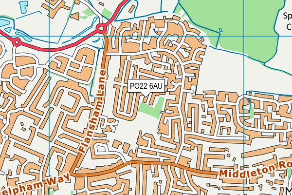 PO22 6AU map - OS VectorMap District (Ordnance Survey)