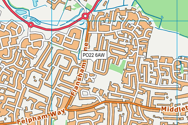 PO22 6AW map - OS VectorMap District (Ordnance Survey)