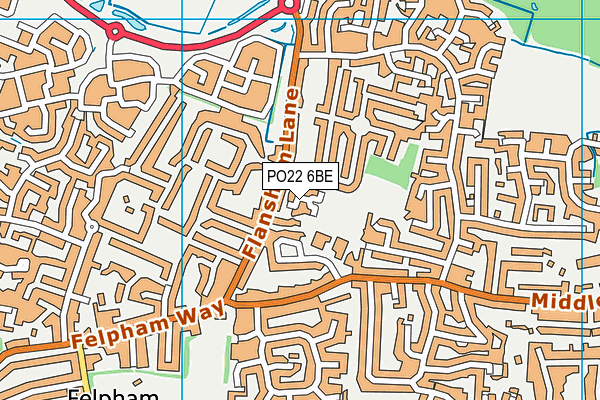 PO22 6BE map - OS VectorMap District (Ordnance Survey)