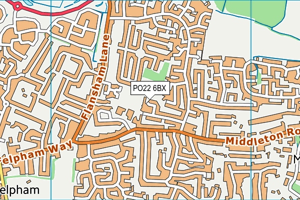 PO22 6BX map - OS VectorMap District (Ordnance Survey)