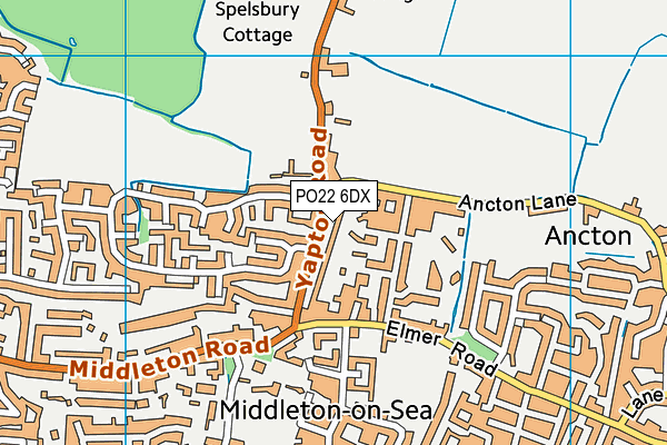 PO22 6DX map - OS VectorMap District (Ordnance Survey)