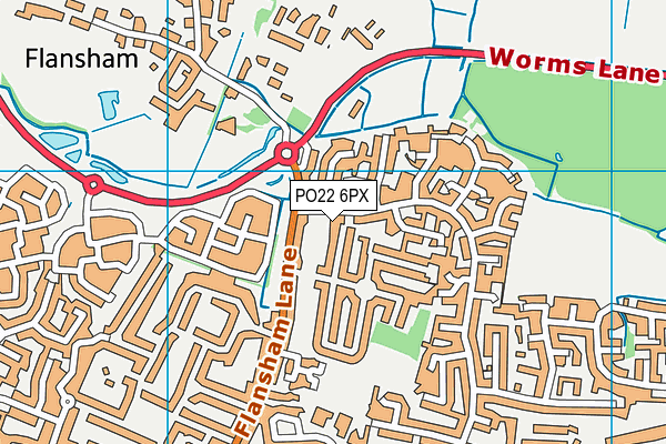 PO22 6PX map - OS VectorMap District (Ordnance Survey)