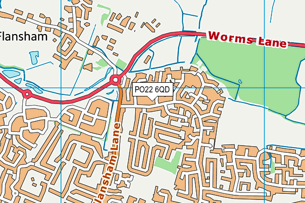 PO22 6QD map - OS VectorMap District (Ordnance Survey)