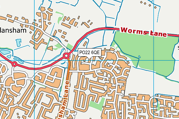 PO22 6QE map - OS VectorMap District (Ordnance Survey)