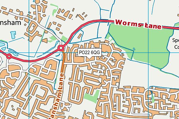 PO22 6QG map - OS VectorMap District (Ordnance Survey)