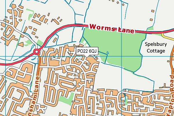 PO22 6QJ map - OS VectorMap District (Ordnance Survey)