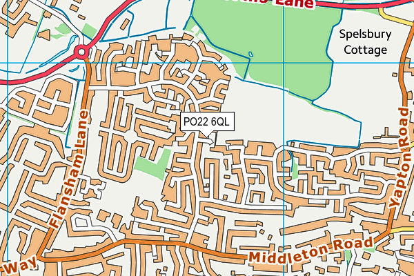 PO22 6QL map - OS VectorMap District (Ordnance Survey)