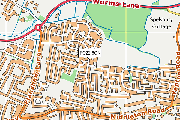 PO22 6QN map - OS VectorMap District (Ordnance Survey)