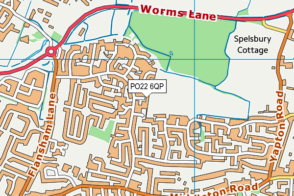 PO22 6QP map - OS VectorMap District (Ordnance Survey)