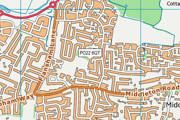 PO22 6QT map - OS VectorMap District (Ordnance Survey)