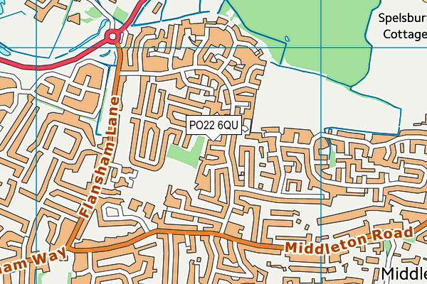PO22 6QU map - OS VectorMap District (Ordnance Survey)
