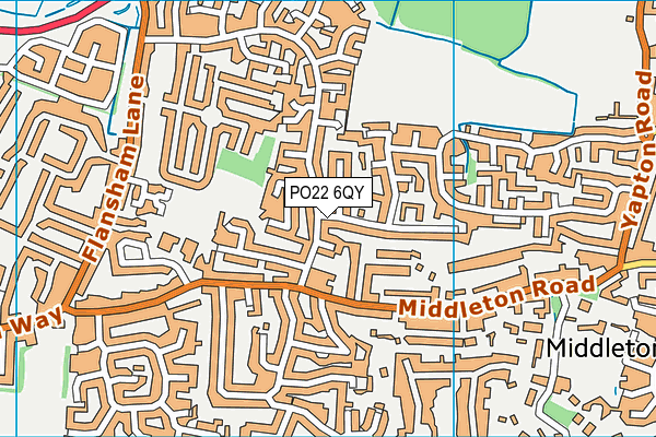 PO22 6QY map - OS VectorMap District (Ordnance Survey)