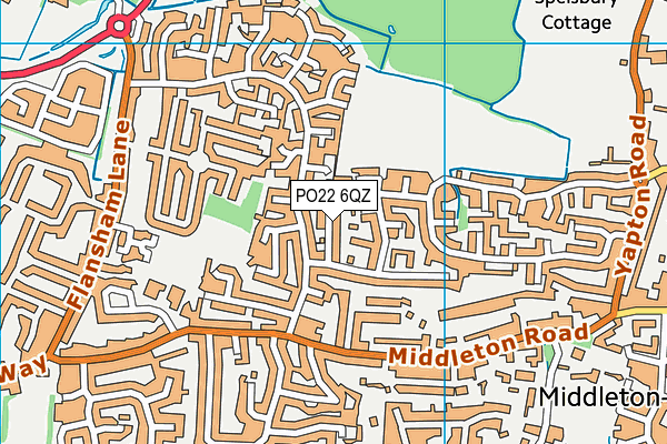 PO22 6QZ map - OS VectorMap District (Ordnance Survey)