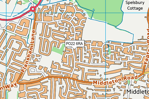 PO22 6RA map - OS VectorMap District (Ordnance Survey)