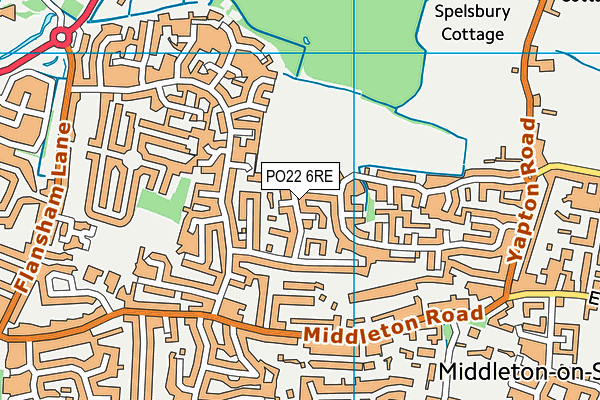 PO22 6RE map - OS VectorMap District (Ordnance Survey)