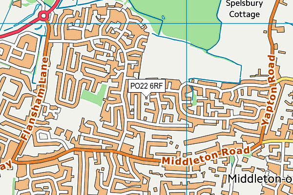 PO22 6RF map - OS VectorMap District (Ordnance Survey)