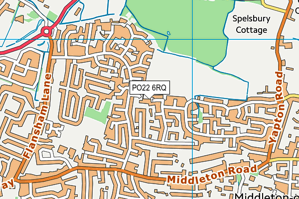 PO22 6RQ map - OS VectorMap District (Ordnance Survey)