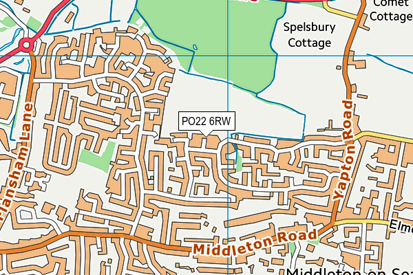 PO22 6RW map - OS VectorMap District (Ordnance Survey)
