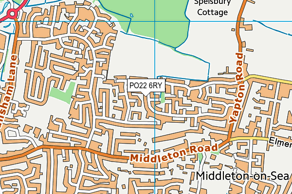 PO22 6RY map - OS VectorMap District (Ordnance Survey)