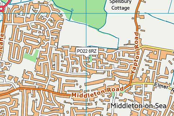 PO22 6RZ map - OS VectorMap District (Ordnance Survey)