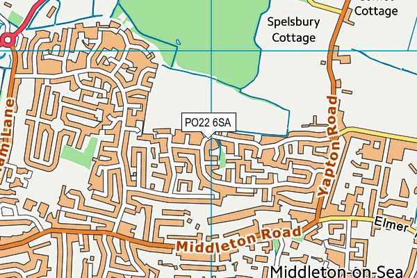 PO22 6SA map - OS VectorMap District (Ordnance Survey)