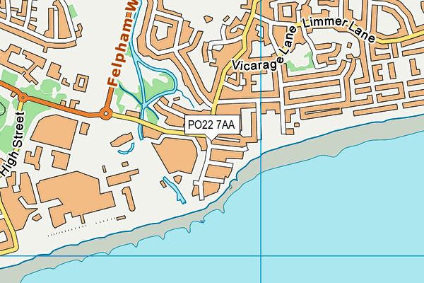 PO22 7AA map - OS VectorMap District (Ordnance Survey)