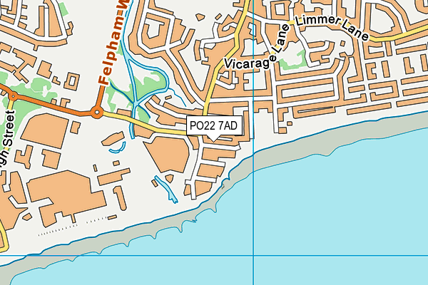 PO22 7AD map - OS VectorMap District (Ordnance Survey)