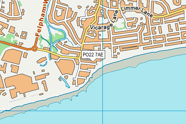 PO22 7AE map - OS VectorMap District (Ordnance Survey)