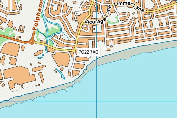 PO22 7AG map - OS VectorMap District (Ordnance Survey)