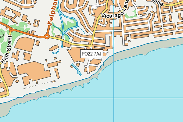 PO22 7AJ map - OS VectorMap District (Ordnance Survey)