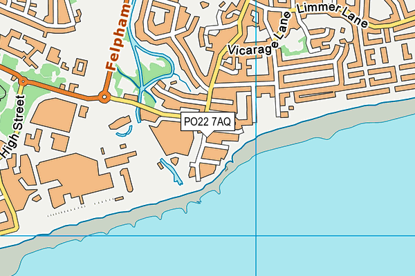 PO22 7AQ map - OS VectorMap District (Ordnance Survey)