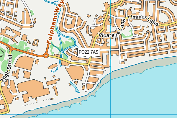 PO22 7AS map - OS VectorMap District (Ordnance Survey)