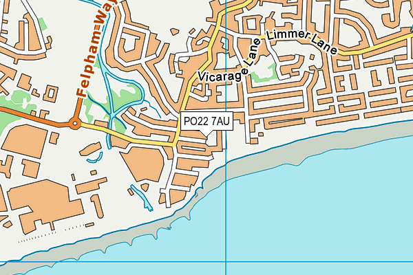 PO22 7AU map - OS VectorMap District (Ordnance Survey)