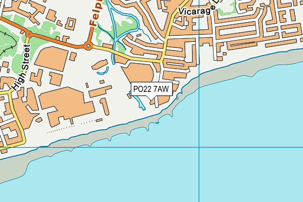 PO22 7AW map - OS VectorMap District (Ordnance Survey)