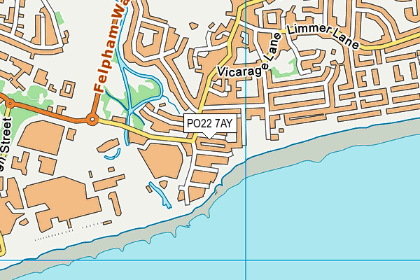 PO22 7AY map - OS VectorMap District (Ordnance Survey)