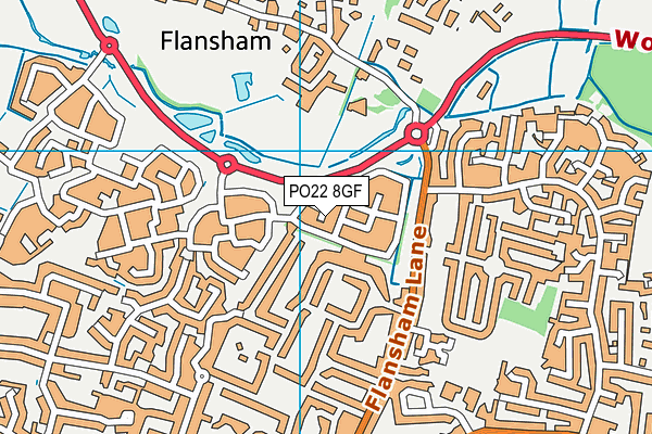 PO22 8GF map - OS VectorMap District (Ordnance Survey)