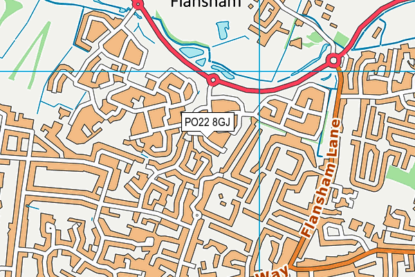 PO22 8GJ map - OS VectorMap District (Ordnance Survey)