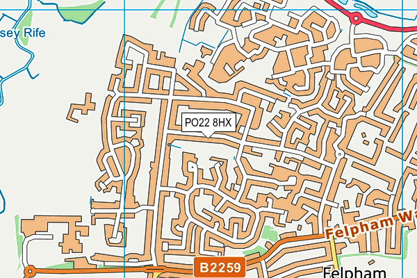 PO22 8HX map - OS VectorMap District (Ordnance Survey)