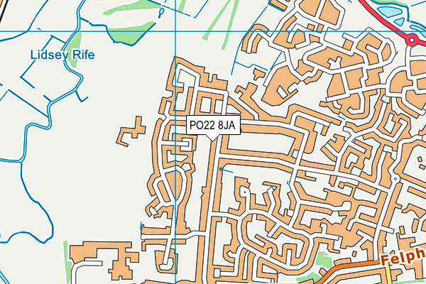 PO22 8JA map - OS VectorMap District (Ordnance Survey)