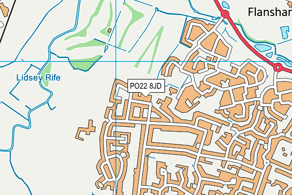 PO22 8JD map - OS VectorMap District (Ordnance Survey)