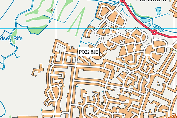 PO22 8JE map - OS VectorMap District (Ordnance Survey)