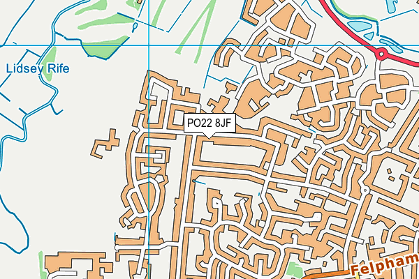 PO22 8JF map - OS VectorMap District (Ordnance Survey)
