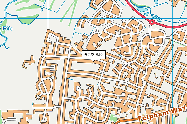 PO22 8JG map - OS VectorMap District (Ordnance Survey)