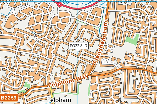 PO22 8LD map - OS VectorMap District (Ordnance Survey)