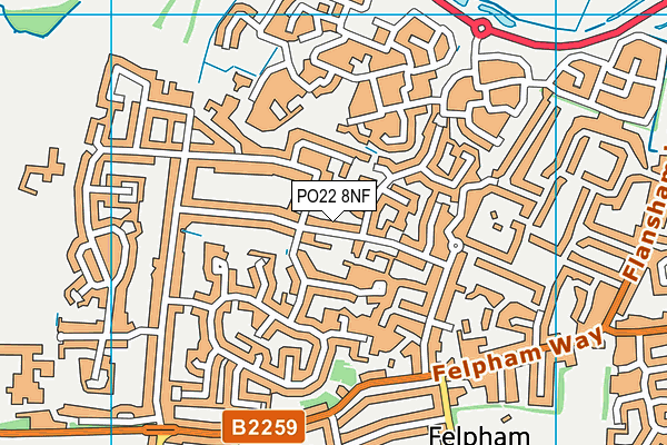 PO22 8NF map - OS VectorMap District (Ordnance Survey)