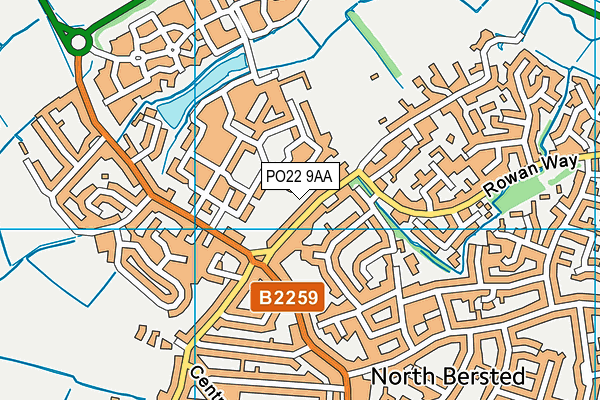 PO22 9AA map - OS VectorMap District (Ordnance Survey)