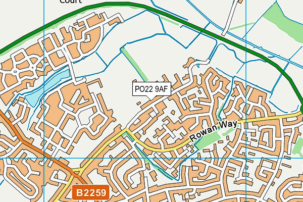 PO22 9AF map - OS VectorMap District (Ordnance Survey)