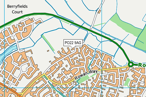 PO22 9AG map - OS VectorMap District (Ordnance Survey)