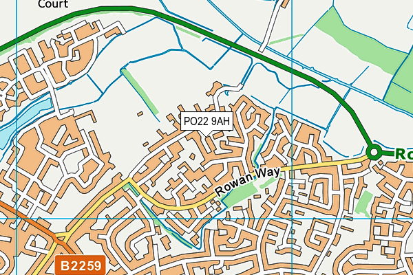 PO22 9AH map - OS VectorMap District (Ordnance Survey)